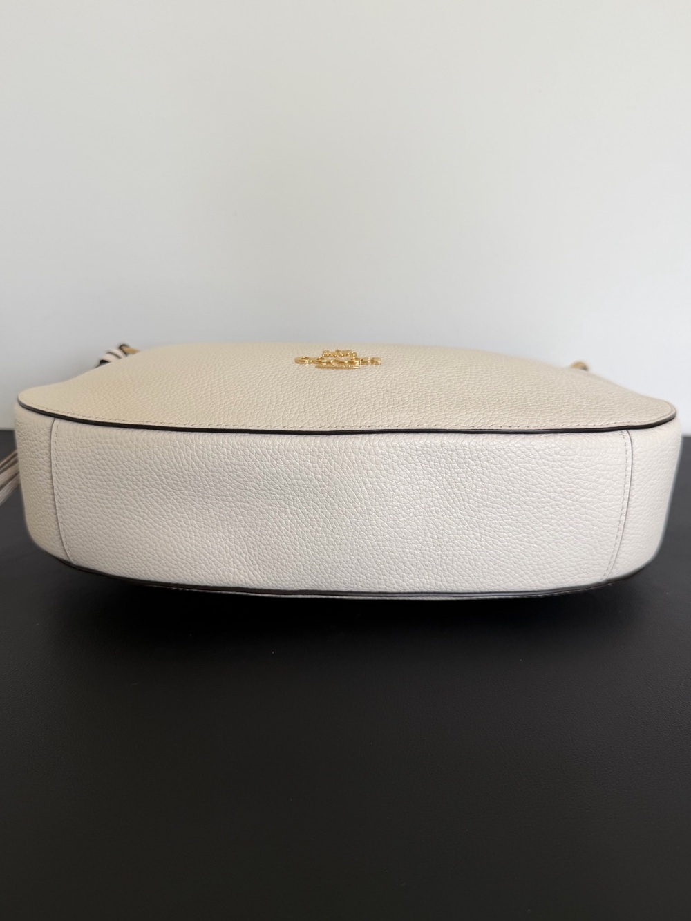 Coach Sutton 52548 Pebbled Leather Hobo Shoulder Bag Chalk Gold Tassel - Picture 10 of 12